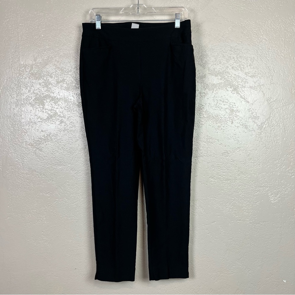 CHICO'S Size 1  Pull On Stretch Ankle Pants Black‎ Size Large